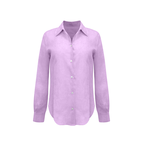 Bevie Button Down Shirt- Lavender Linen