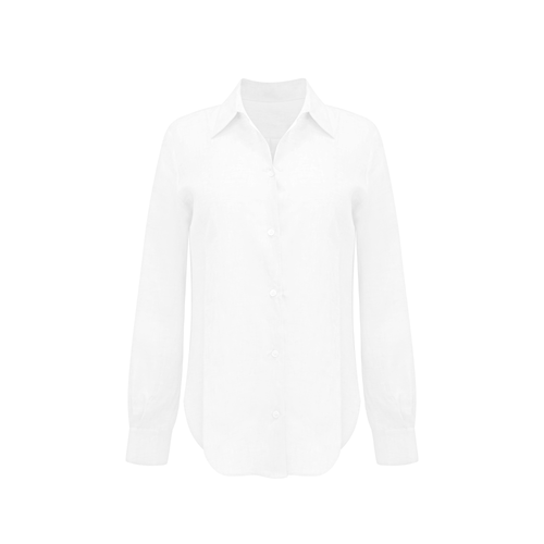 Bevie Button Down Shirt- Optic White Linen