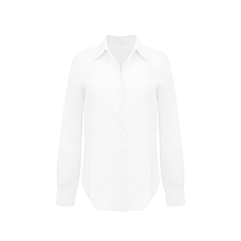 Bevie Button Down Shirt- Optic White Linen