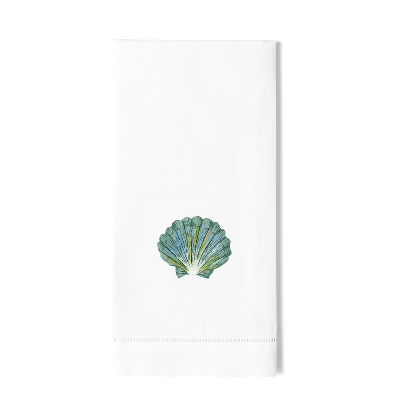 Shell Scallop Teal Hand Towel