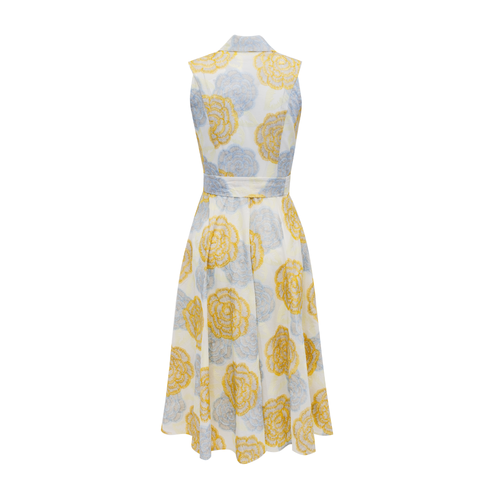 Alice Midi Dress- Ivory with Yellow Embroidery