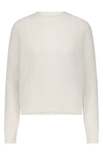 Cashmere Frayed Edge Crew - White