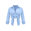 Bevie Button Down Shirt- Sky Blue Linen