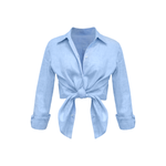 Bevie Button Down Shirt- Sky Blue Linen