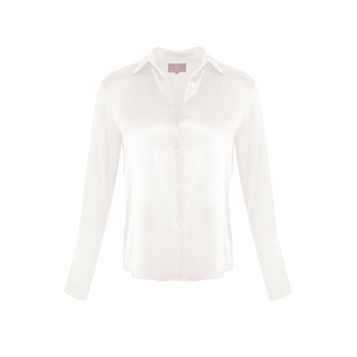 Garcon Shirt - Stretch Silk Charmeuse - Ivory