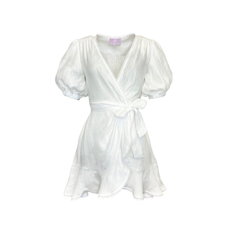 Penelope Mini Dress - White Linen