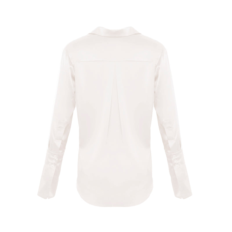 Garcon Shirt - Stretch Silk Charmeuse - Ivory