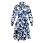 Margorie Dress - Navy/White