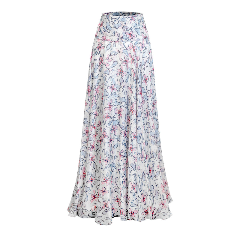 Margot Skirt Maxi - Blue/Pink Flower