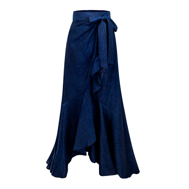 Penelope Skirt- Navy Linen