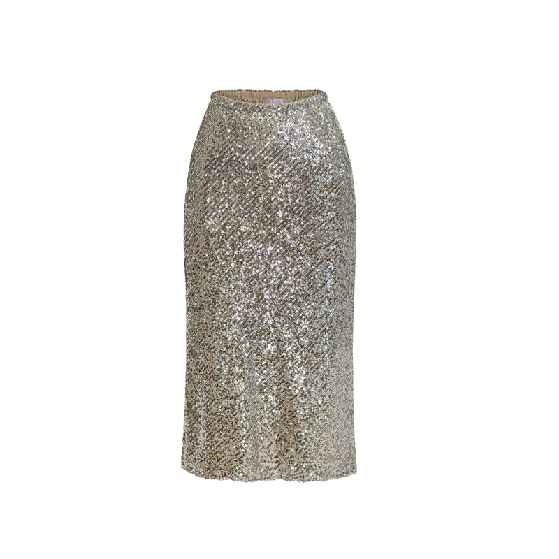 Slip Skirt - Silver Sequin