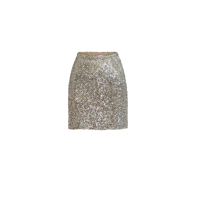 Kayla Mini Sequin Skirt - Silver Sequin