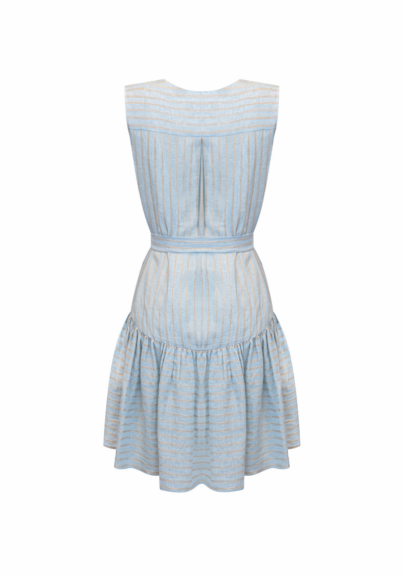 Renee Mini Sleeveless Dress - Blue/Gold Stripe