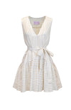 Renee Mini Sleeveless Dress - White/Gold Stripe