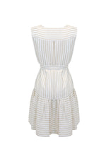 Renee Mini Sleeveless Dress - White/Gold Stripe