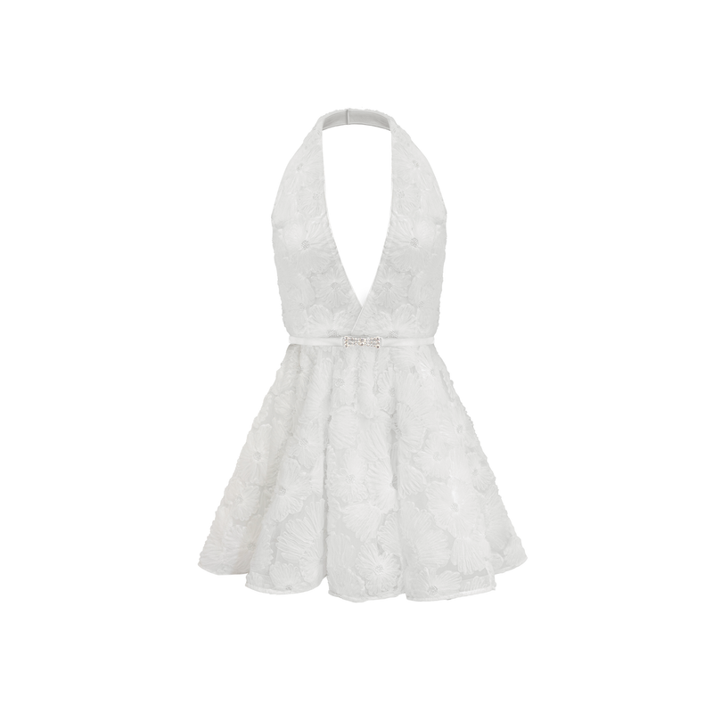 Valentina Mini Dress- White Tulle Flower