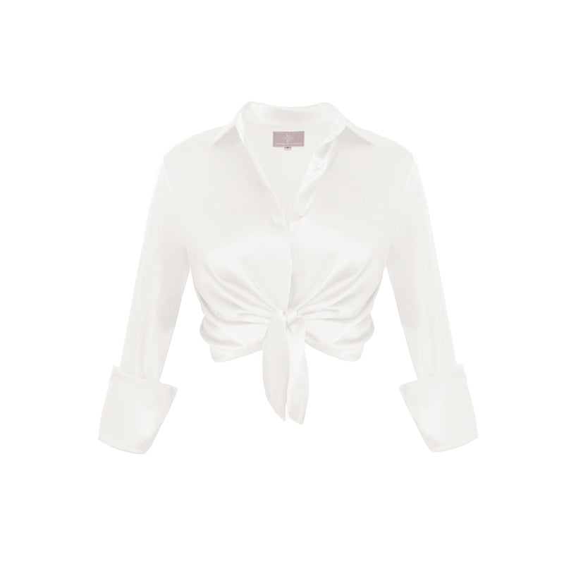 Garcon Shirt - Stretch Silk Charmeuse - Ivory