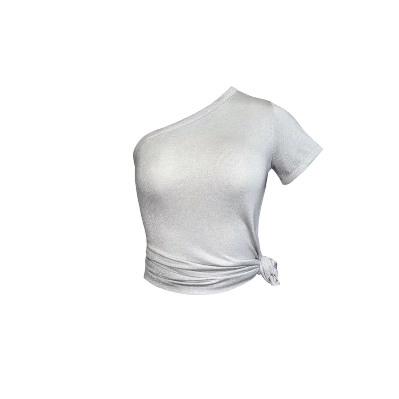 One Shoulder Tee - White