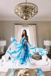 Crawford Maxi Gown - Blue/White Abstract