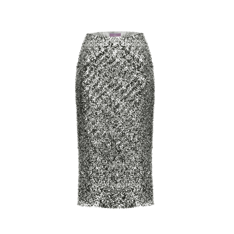 Slip Skirt - Silver Sequin