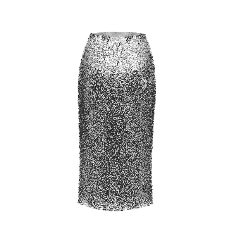 Slip Skirt - Silver Sequin