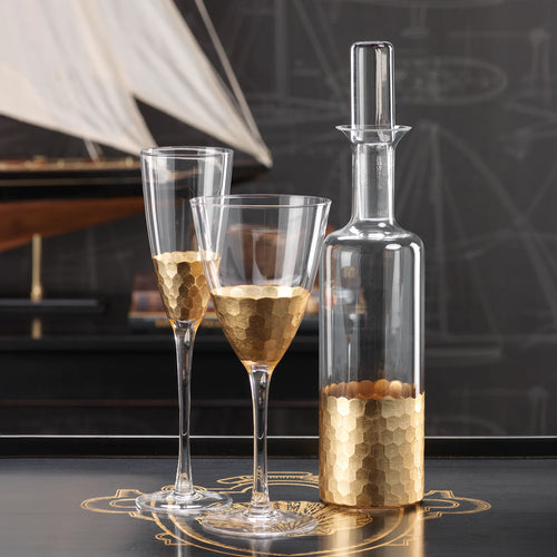 Fez Cut Champagne Flute with Gold Leaf