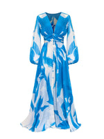 Crawford Maxi Gown - Blue/White Abstract