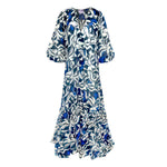 Aliett Dress Maxi- Blue White Black Abstract